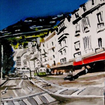 Painting titled "RUE PRINCIPALE DE M…" by Lucien Chiaselotti, Original Artwork, Watercolor