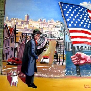 Peinture intitulée "GOD BLESS AMERICA !" par Lucien Chiaselotti, Œuvre d'art originale, Huile