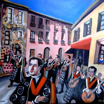 Painting titled "DANS LES RUES DE MA…" by Lucien Chiaselotti, Original Artwork, Oil