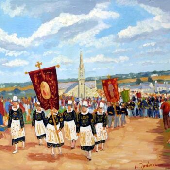 Painting titled "Procession à Sainte…" by Lucien Tanneau, Original Artwork