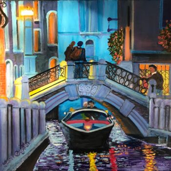 Painting titled "B70. Rio Della Forn…" by Lucien Dufour, Original Artwork, Oil Mounted on Wood Stretcher frame