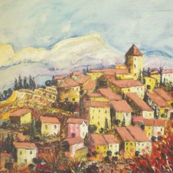 Pintura titulada "M6. Village dans le…" por Lucien Dufour, Obra de arte original, Oleo