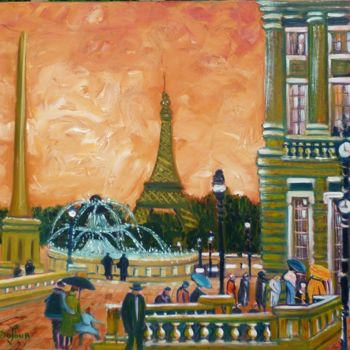 Ζωγραφική με τίτλο "N8-Place de la Conc…" από Lucien Dufour, Αυθεντικά έργα τέχνης, Λάδι Τοποθετήθηκε στο Ξύλινο φορείο σκελ…
