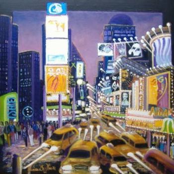 Painting titled "J4- Manhattan Broad…" by Lucien Dufour, Original Artwork, Oil Mounted on Wood Stretcher frame
