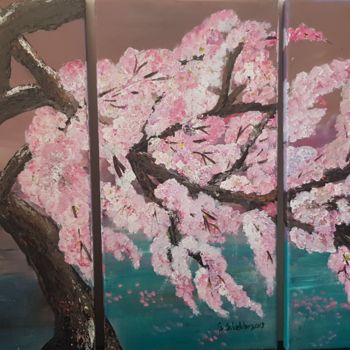 Peinture intitulée "Schery's sakura" par Lucienne Schoelchery, Œuvre d'art originale, Acrylique