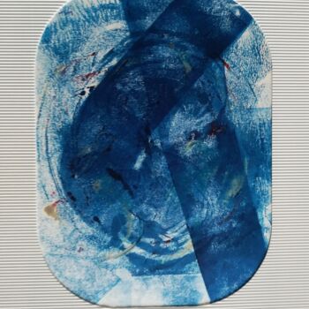 Peinture intitulée "blauwe-nijverheid-3" par Lucienne Van Sande, Œuvre d'art originale