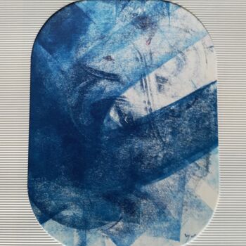 Schilderij getiteld "blauwe-nijverheid-2" door Lucienne Van Sande, Origineel Kunstwerk