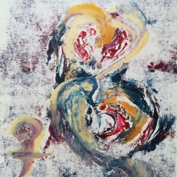 Painting titled "2 harten" by Lucienne Van Sande, Original Artwork