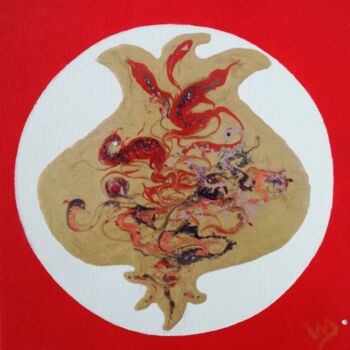 Painting titled "ajoin-wit-b1" by Lucienne Van Sande, Original Artwork, Lacquer