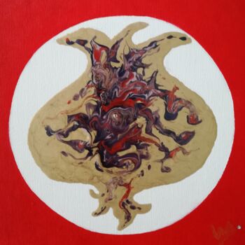 Painting titled "ajoin-wit-b2" by Lucienne Van Sande, Original Artwork, Lacquer