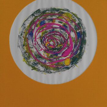 Картина под названием "monoinkt geel 1" - Lucienne Van Sande, Подлинное произведение искусства, Монотип