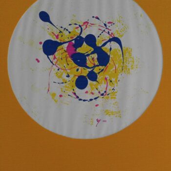 Gravures & estampes intitulée "monoinkt geel 2" par Lucienne Van Sande, Œuvre d'art originale, Monotype