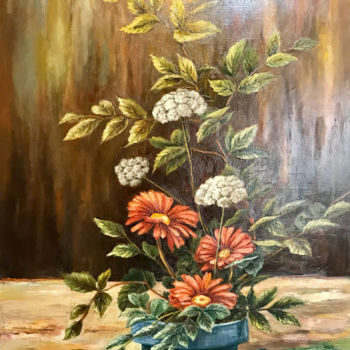 Painting titled "Fleurs" by Lucien Ruffio, Original Artwork, Oil