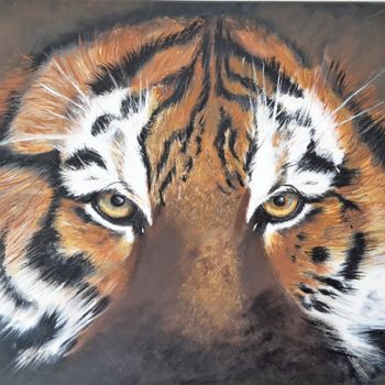 Painting titled "Tiger eyes" by Lucyart, Original Artwork, Acrylic