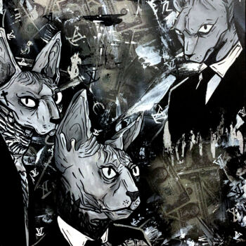 Pintura titulada "cat style" por Lucifer, Obra de arte original, Acrílico Montado en Bastidor de camilla de madera