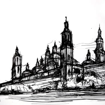 Gravures & estampes intitulée "Basilica del Pilar" par Lucio Forte, Œuvre d'art originale, Impression numérique