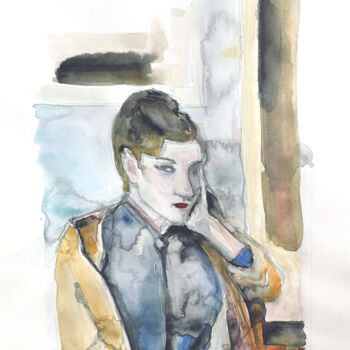 Painting titled "Madeleine Bernard" by Lucio Forte, Original Artwork, Watercolor