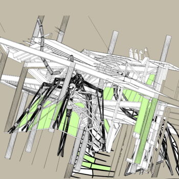 Digitale Kunst mit dem Titel "Sci-Fi Wireframe" von Lucio Forte, Original-Kunstwerk, 3D Modellierung