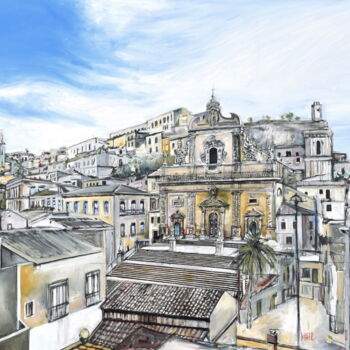Painting titled "Modica" by Lucio Forte, Original Artwork, Oil
