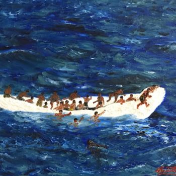 Malerei mit dem Titel "Migranti 2017" von L.C., Original-Kunstwerk, Acryl