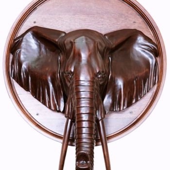 Sculpture titled "Elephant Socrates ,…" by Nikolai Nikolay Shenigin Shenigin, Original Artwork, Wood