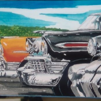 Peinture intitulée "drive in" par Lucky Paint, Œuvre d'art originale