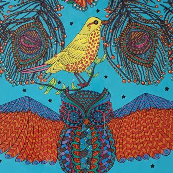 "Oiseaux du paradis" başlıklı Tablo Lucrezia Solena tarafından, Orijinal sanat, Guaş boya