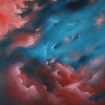 Painting titled "Red Blue Sky Sympho…" by Lucy Sodel, Original Artwork, Acrylic