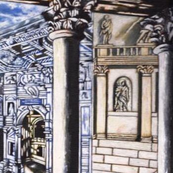 Peinture intitulée "Teatro Olimpico" par Lucy Beveridge, Œuvre d'art originale, Huile
