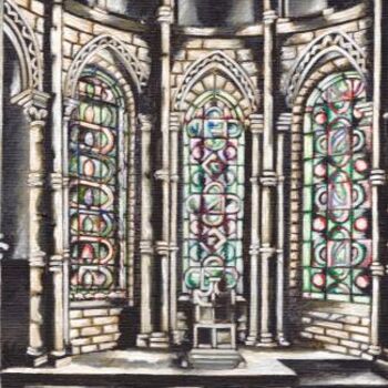 Painting titled "Cathedral Interior" by Lucy Beveridge, Original Artwork, Other