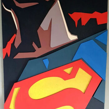 Escultura intitulada "Superman - Tableau…" por Ludovic Latreille, Obras de arte originais, Acrílico Montado em Painel de mad…