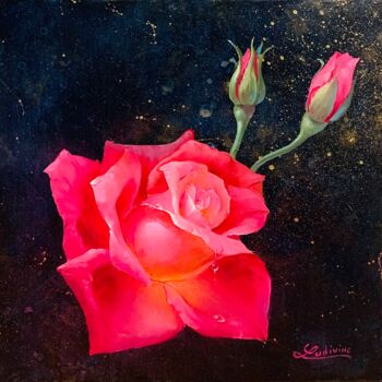 Peinture intitulée "Rose Lumière" par Ludivine Corominas, Œuvre d'art originale, Huile