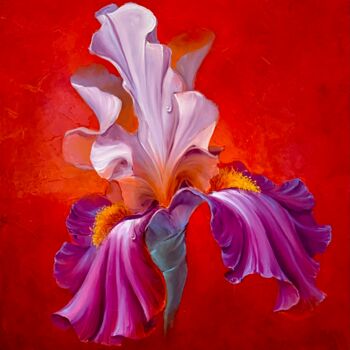 Peinture intitulée "Iris de mon cœur" par Ludivine Corominas, Œuvre d'art originale, Huile