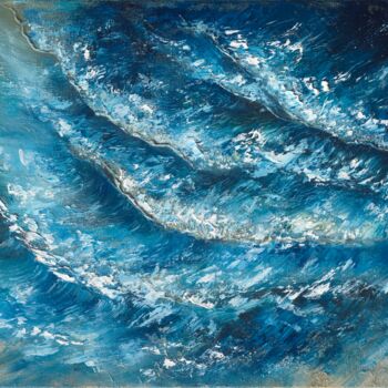Painting titled "Seaside Laces" by Ludmila Gorbunova, Original Artwork, Oil Mounted on Wood Stretcher frame