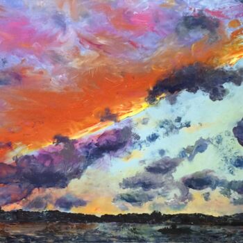 Painting titled "Sunset in Istanbul" by Liudmila Kylych, Original Artwork, Oil