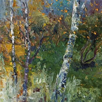 Peinture intitulée "Golden autumn betwe…" par Liudmila Kylych, Œuvre d'art originale, Huile
