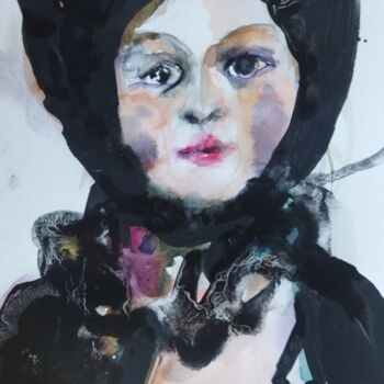 Painting titled "Une jolie fillе" by Liudmila Kylych, Original Artwork, Watercolor