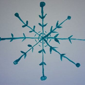 Drawing titled "Green snowflake / З…" by Ludmila Skripkina, Original Artwork, Pigments