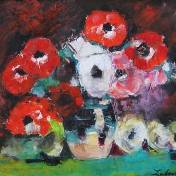 Painting titled "fleurs" by Ludmila Constant, Original Artwork, Oil