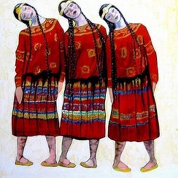 Painting titled "Danseuses russes" by Ludmila Constant, Original Artwork, Acrylic