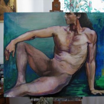 Painting titled "Adam" by Ludmila Constant, Original Artwork, Oil