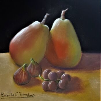 Drawing titled "Fruits d'automne" by Ludmilla C.Topalova, Original Artwork, Pastel