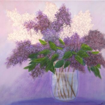 Malerei mit dem Titel "Lilac bouquet" von Ludmilla Ukrow, Original-Kunstwerk, Öl