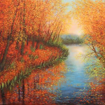 Malarstwo zatytułowany „The autumn” autorstwa Ludmilla Ukrow, Oryginalna praca, Olej