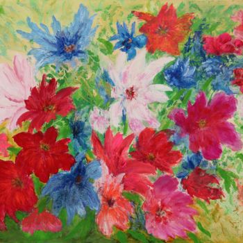 Painting titled "Colorful abstract f…" by Ludmilla Ukrow, Original Artwork, Oil