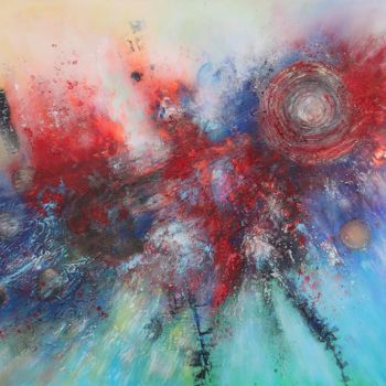 Картина под названием "Abstract "Cosmic co…" - Ludmilla Ukrow, Подлинное произведение искусства, Акрил