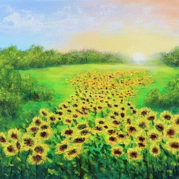 제목이 "Sunflowers by sunri…"인 미술작품 Ludmilla Ukrow로, 원작, 기름