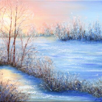 Painting titled "Winter sunlight" by Ludmilla Ukrow, Original Artwork, Oil