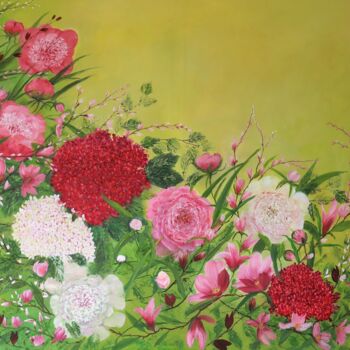 Картина под названием "Colorful flowers" - Ludmilla Ukrow, Подлинное произведение искусства, Масло