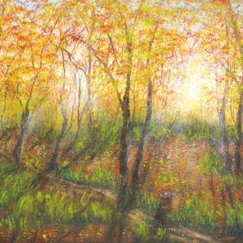 Картина под названием "The autumnal forest…" - Ludmilla Ukrow, Подлинное произведение искусства, Масло
